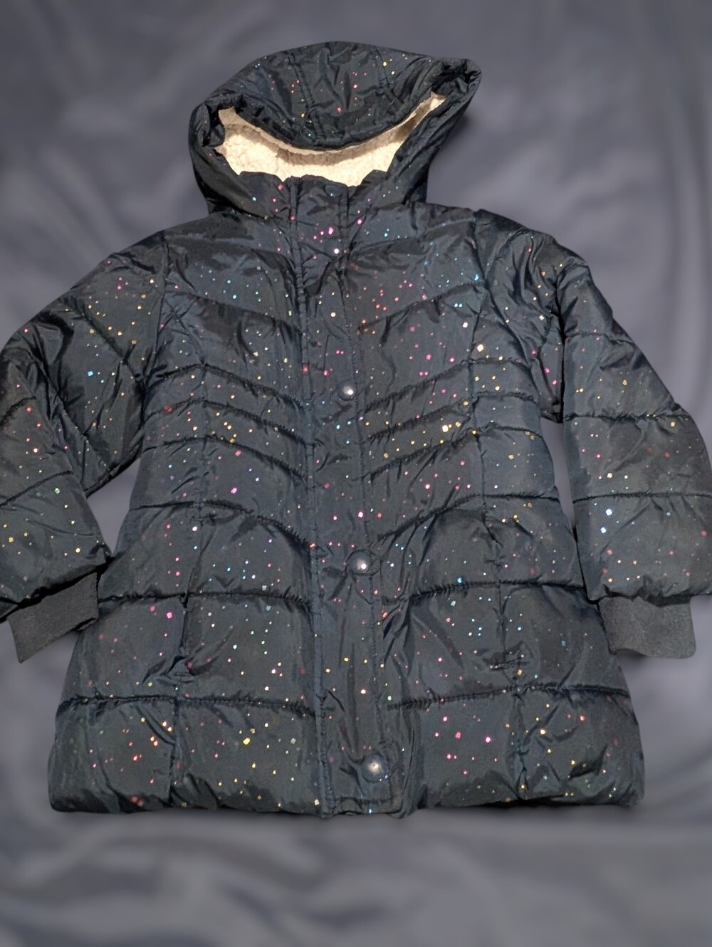 Member’s Mark toddler navy sparkle “Cozy Puffer” jacket, size 3T